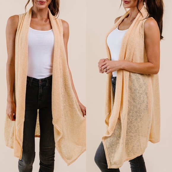 Gauzy Bohemian Cardi Vest in Taupe - Picture 5 of 11